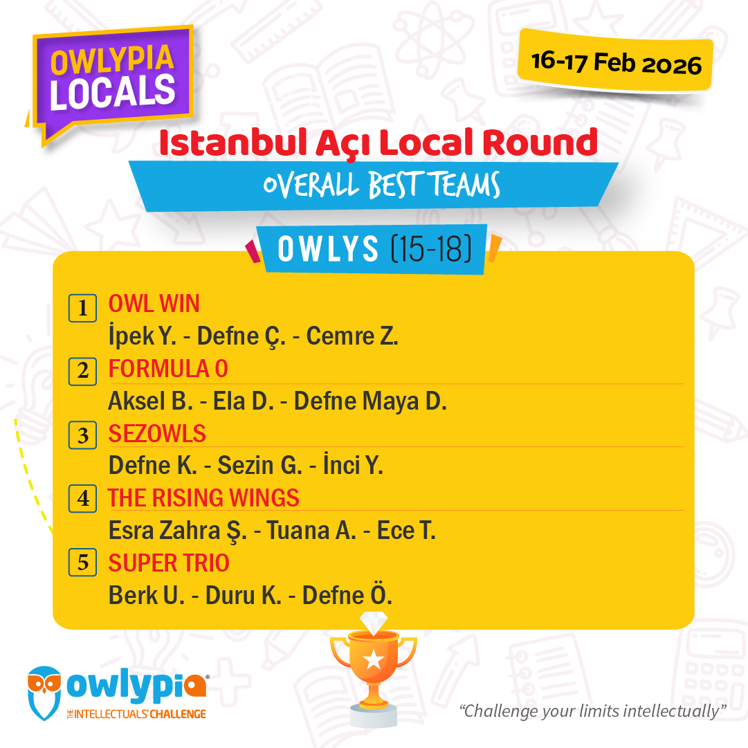 Owlypia competition results showing student achievements and awards ceremony